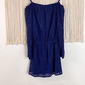 Lilly Pulitzer Navy Lace Eyelet Lana Off Shoulder Skort Romper Small